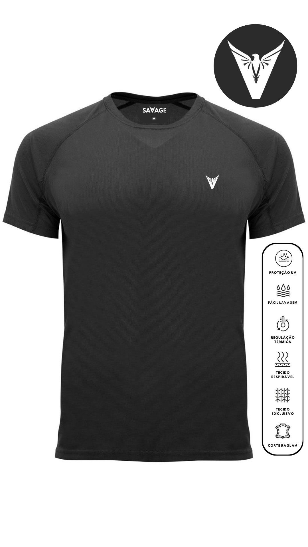 T-Shirt Preta DryFit - Classic V